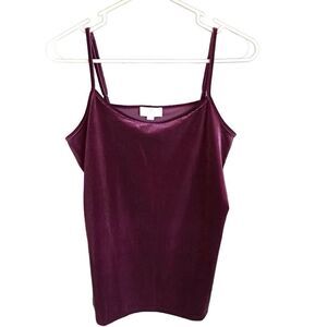 LOFT burgundy velour velvety Cami tank top New with tags adjustable straps SZ XL